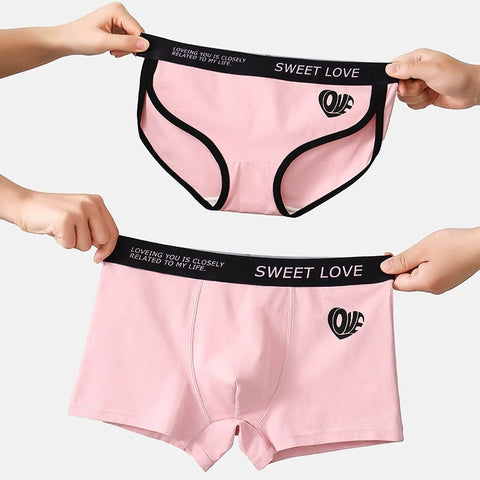PANTEAZY Sweet Love Matching Couple Underwear Set – Cotton Spandex Comfort for Him & Her