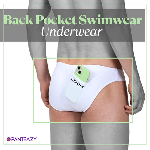 Panteazy's Back Pocket Swimwear Brief Frenchie Anti Bacterial, Colour Fresh, Moisture Wicking
