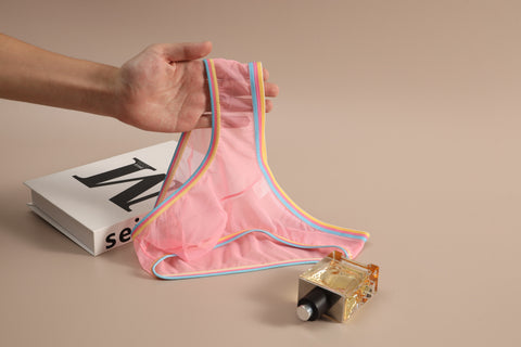 Men's Frenchie Transparent Panty with Rainbow Trim & Sheer Mesh Pouch Detail