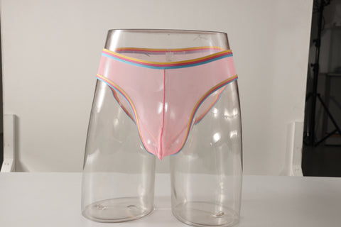 Men's Frenchie Transparent Panty with Rainbow Trim & Sheer Mesh Pouch Detail
