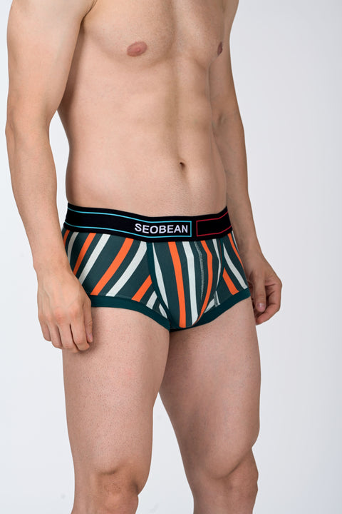 Pack of 3 ~ Panteazy's Menswear Stripe Print Design Stretchable Short Length Briefs
