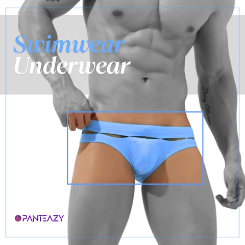 Panteazy Menswear Self Cutout Design Stylish Low waist Nylon Spandex Swimwear Frenchie Briefs
