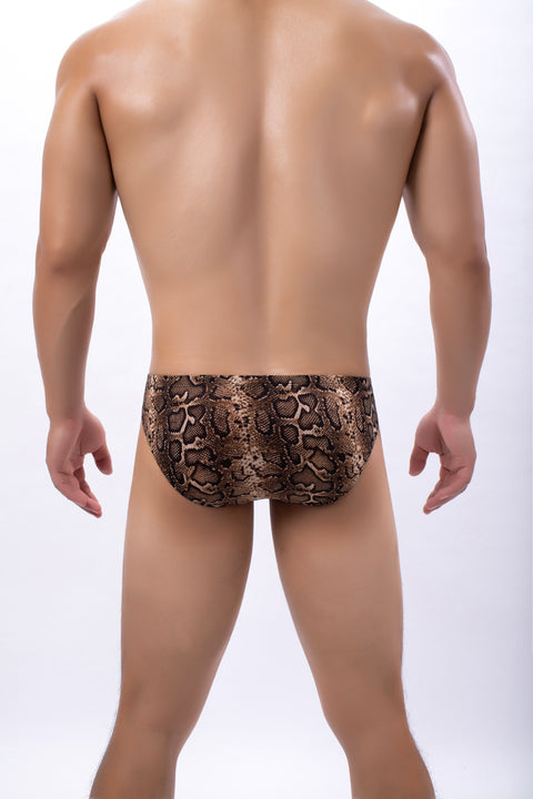 Men's Sexy Snake Print Bikini Brief – Low Rise Animal Print Underwear