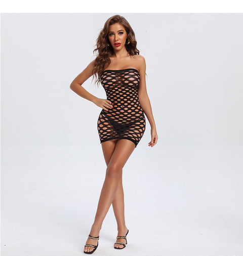 Panteazy's Women Freesize See Through Mesh Lingerie Knitted Honeymoon Ladies Dress
