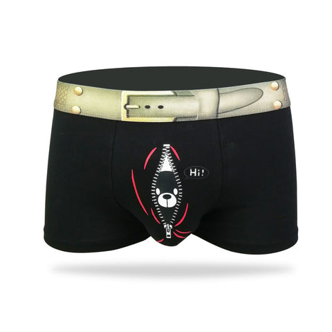 Pack of 3 ~ Panteazy's Front Design Print Menswear Brief Boxer Shorts -Soft Cotton Spandex Stretch Underwear