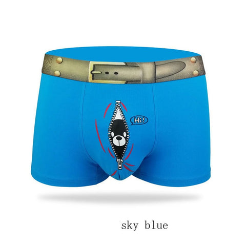 Pack of 3 ~ Panteazy's Front Design Print Menswear Brief Boxer Shorts -Soft Cotton Spandex Stretch Underwear