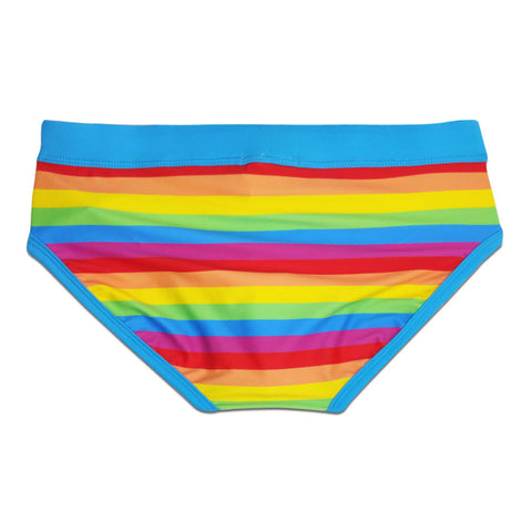 Panteazy's Rainbow Stripe Swimwear Brief Men underwear thongs Frenchie Anti Bacterial, Colour Fresh, Moisture Wicking