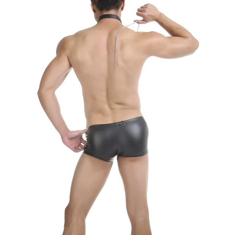 Panteazy “Unleashed” Faux Leather Trunks with Chain & Collar