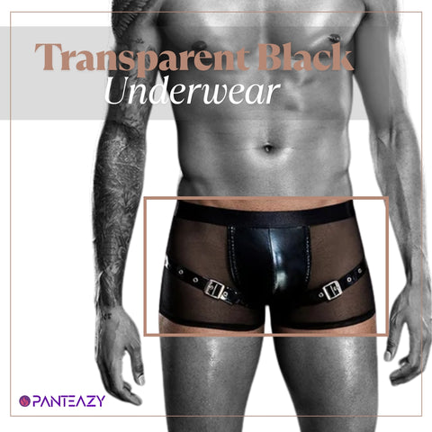 Panteazy's Transparent Black Strap Stylish Menswear Partywear Brief Boxer Short