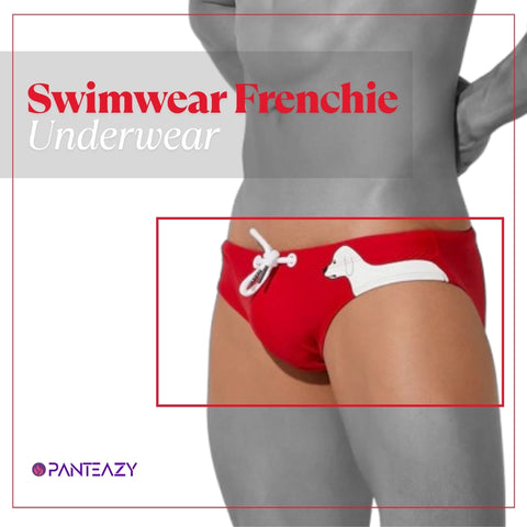 Panteazy Menswear Stylish Dog Printed Design Stretchable Nylon Spandex Swimwear Frenchie Briefs