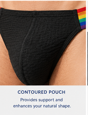Men's Rainbow Pride Mesh Bikini Briefs - Black Low Rise Sexy Underwear