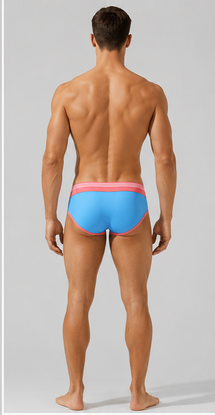 Men's Athletic Cotton Briefs | Blue & Coral Comfortable Underwear