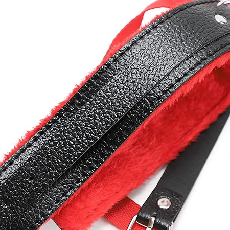 Luxury Leather Wrist Cuffs with Plush Fur Lining and Adjustable Buckle