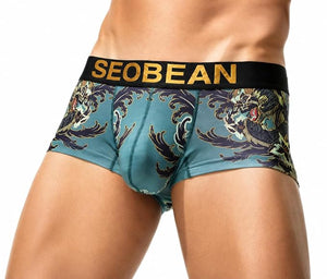 Panteazy men's low rise dragon print trunks printed underwear