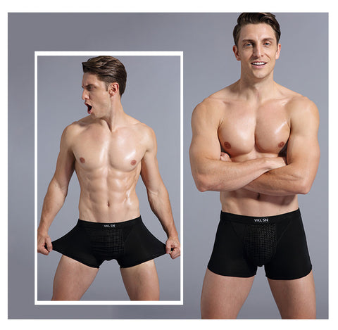 Men's Breathable Mesh Boxer Briefs with Magnetic Pouch Design – Comfort Fit Trunk