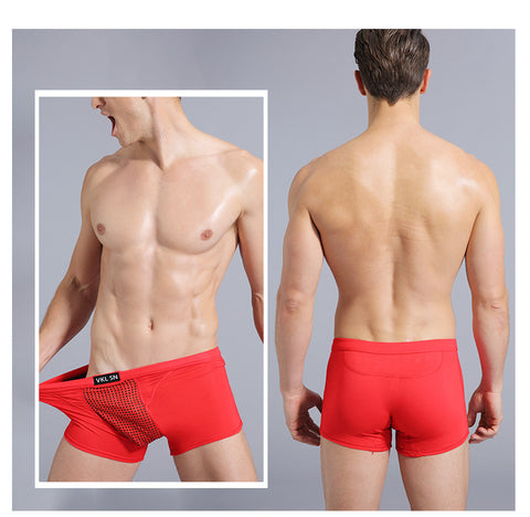 Men's Breathable Mesh Boxer Briefs with Magnetic Pouch Design – Comfort Fit Trunk