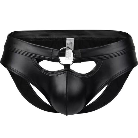 Men’s Black Leatherite Ring Jockstrap Fashion Underwear