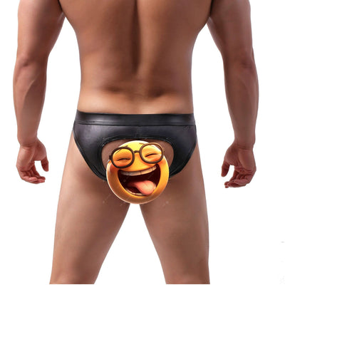 Men’s Black Leatherite Ring Jockstrap Fashion Underwear