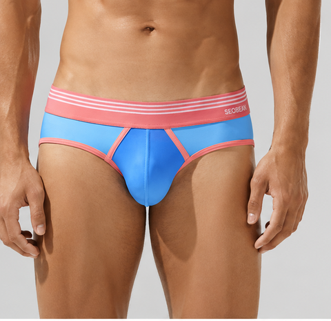 Men's Athletic Cotton Briefs | Blue & Coral Comfortable Underwear