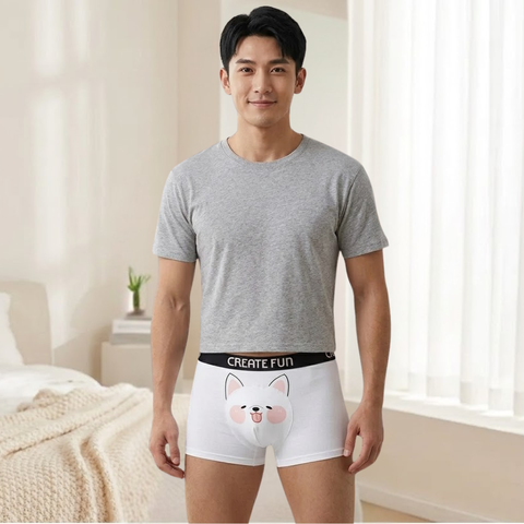 Close-up of cartoon printed couple underwear set