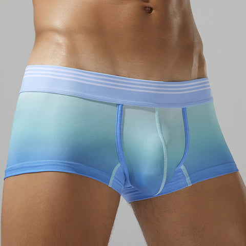 Men's Blue Ombre Boxer Briefs - Striped Waistband