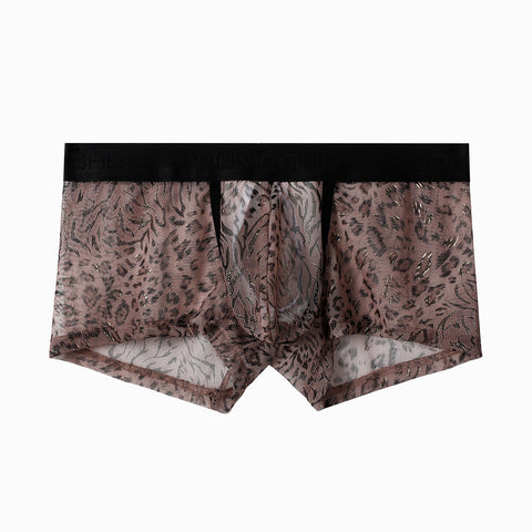PANTEASY Men's Leopard Print Boxer Briefs Stretch Underwear Trunks