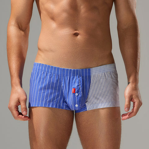 Men's Blue Striped Boxer Shorts - Two-Tone Pinstripe Design