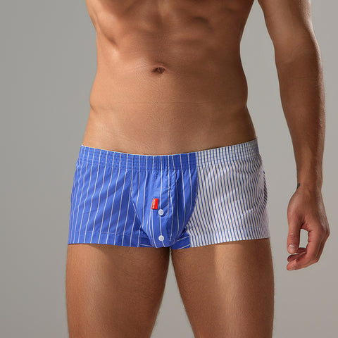 Men's Blue Striped Boxer Shorts - Two-Tone Pinstripe Design