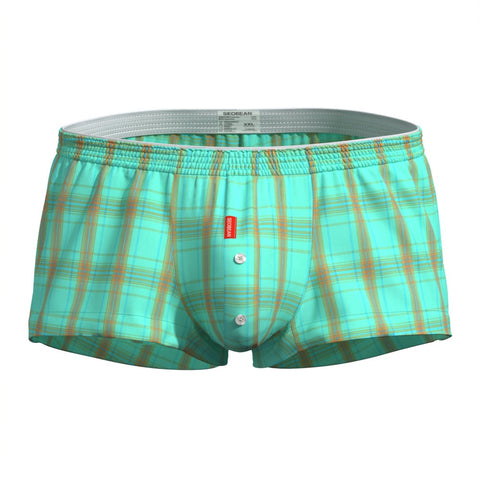 Men's Mint Green Plaid Boxer Shorts - Lightweight Casual Underwear