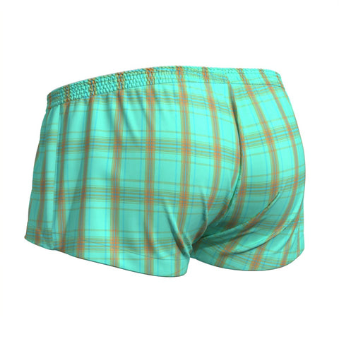 Men's Mint Green Plaid Boxer Shorts - Lightweight Casual Underwear