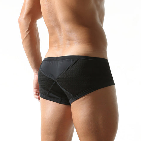 Panteazy Men's Textured Mesh-Panel Boxer Briefs Trunks