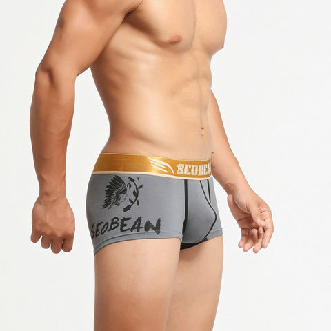 Men's Grey Boxer Briefs with Gold Waistband