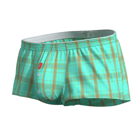 Men's Mint Green Plaid Boxer Shorts - Lightweight Casual Underwear