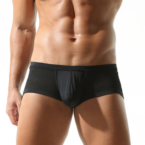 Panteazy Men's Textured Mesh-Panel Boxer Briefs Trunks