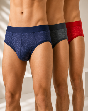Pack of 3 - Panteazy's Menswear Self Lips Designed Nylon Spandex Stretch Fabric's Frenchie Brief- Dailywear, Soft & Comfortable