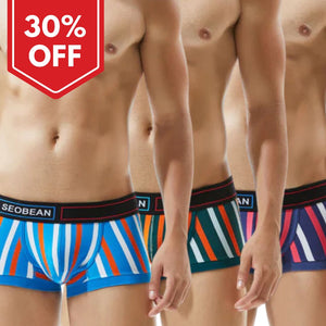 Pack of 3 - Panteazy's Menswear Stripe Print Design Stretchable Short Length Briefs