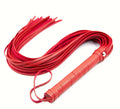 Red Leather Flogger Whip with Strong Grip