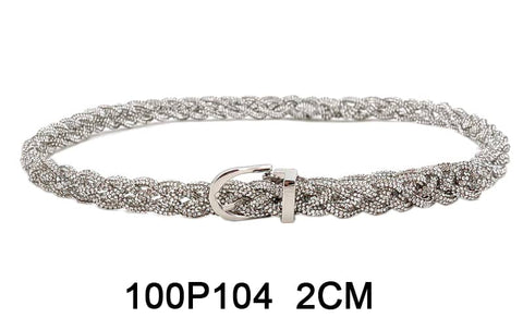 High Fashion Premium Women Belts for Club and Party Dresses (Braided Silver)