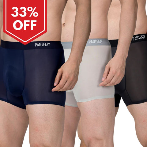 Pack Of 3 - Panteazy's Menswear Basic Solid super soft nylon underwear with Bonded details