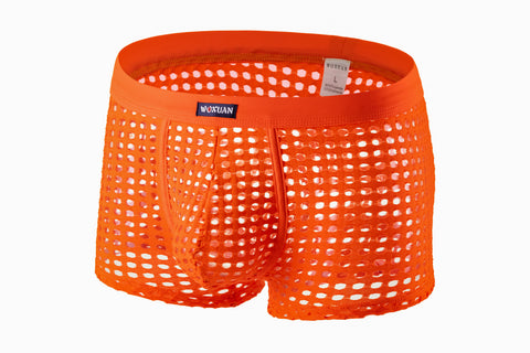 Panteazy's Men's Self Fabric Cut Mesh Hole See through Brief Underwear