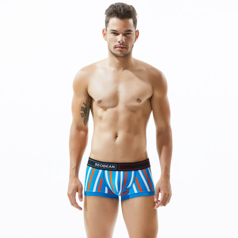 Pack of 3 ~ Panteazy's Menswear Stripe Print Design Stretchable Short Length Briefs