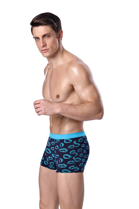 Panteazy's Lips Print Daily Menswear Brief Boxer -Soft Modal Spandex Stretch Menswear Underwear Undergarment