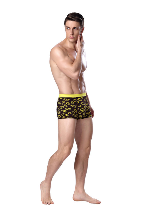 Panteazy's Lips Print Daily Menswear Brief Boxer -Soft Modal Spandex Stretch Menswear Underwear Undergarment