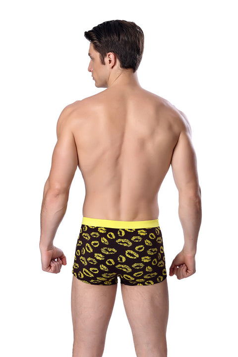 Panteazy's Lips Print Daily Menswear Brief Boxer -Soft Modal Spandex Stretch Menswear Underwear Undergarment